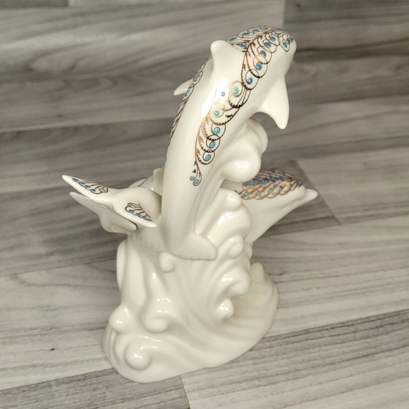 Lenox China Jewels Collection Frolicking Dolphins 8.25" USA Retired - Picture 9 of 13